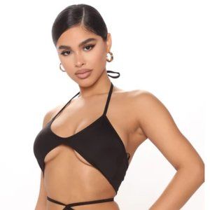 Fashion Nova Stunner Babe Crop Top - Black - Size XS